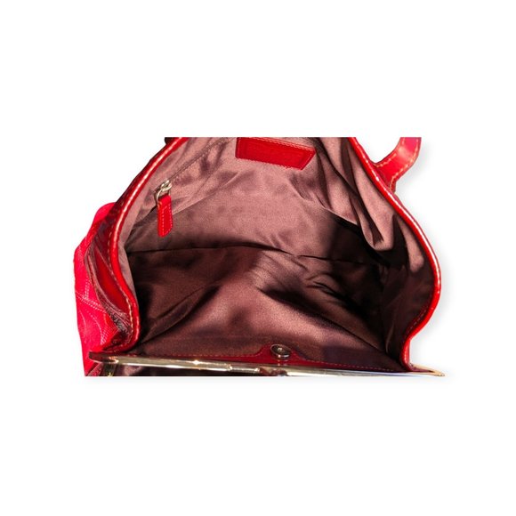 Red Patent Leather Satchel Carry-All Stitch Monogram Bag 2011 🎉 - Picture 14 of 16